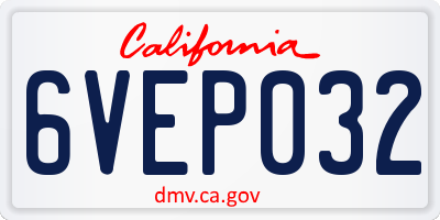 CA license plate 6VEP032