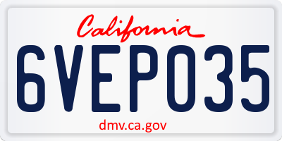 CA license plate 6VEP035