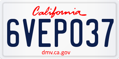 CA license plate 6VEP037