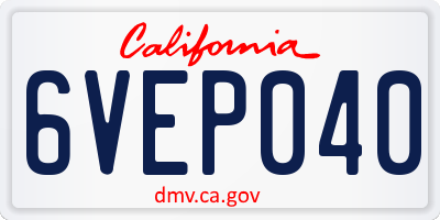 CA license plate 6VEP040