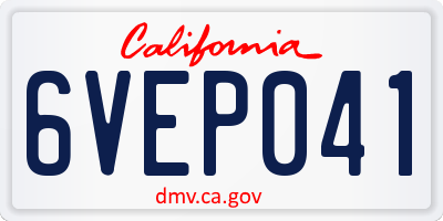 CA license plate 6VEP041