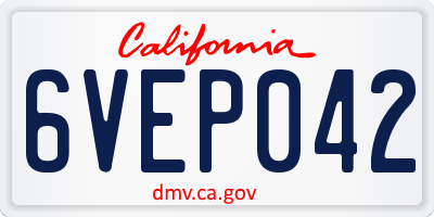 CA license plate 6VEP042
