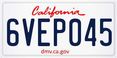 CA license plate 6VEP045