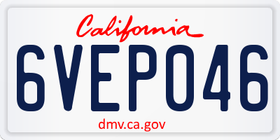 CA license plate 6VEP046