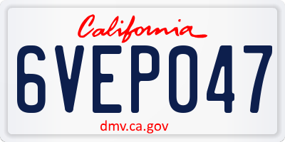CA license plate 6VEP047