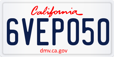 CA license plate 6VEP050