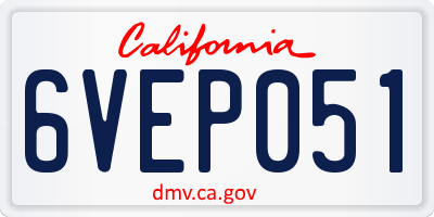 CA license plate 6VEP051