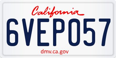 CA license plate 6VEP057