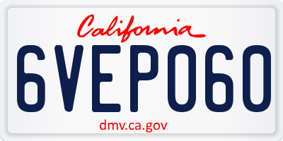 CA license plate 6VEP060
