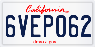 CA license plate 6VEP062