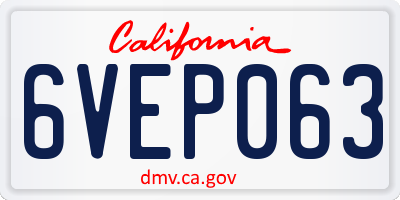 CA license plate 6VEP063
