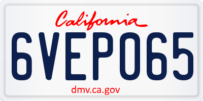 CA license plate 6VEP065