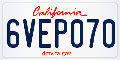 CA license plate 6VEP070