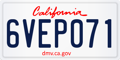 CA license plate 6VEP071