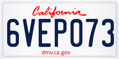 CA license plate 6VEP073