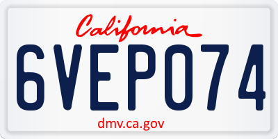 CA license plate 6VEP074