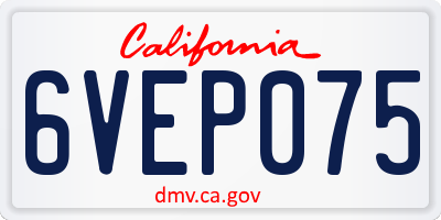 CA license plate 6VEP075
