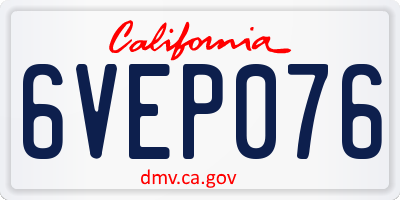 CA license plate 6VEP076