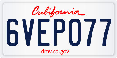 CA license plate 6VEP077