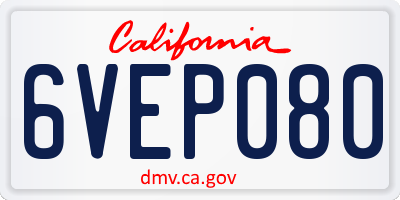 CA license plate 6VEP080