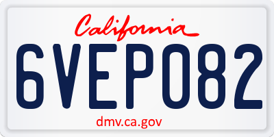 CA license plate 6VEP082