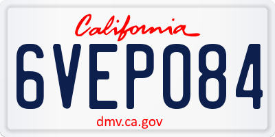 CA license plate 6VEP084
