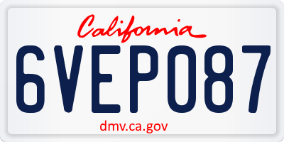 CA license plate 6VEP087