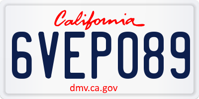 CA license plate 6VEP089