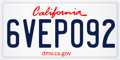 CA license plate 6VEP092