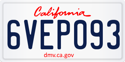 CA license plate 6VEP093