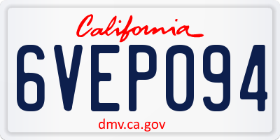 CA license plate 6VEP094