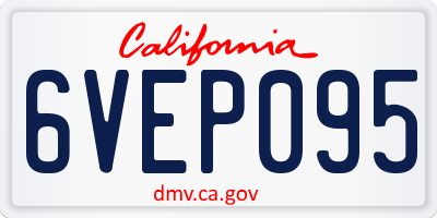 CA license plate 6VEP095