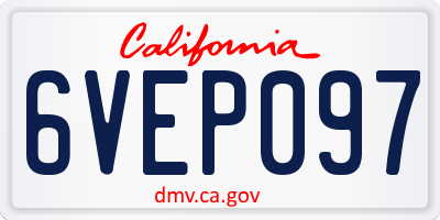 CA license plate 6VEP097