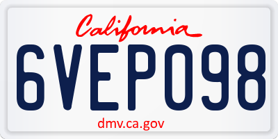 CA license plate 6VEP098