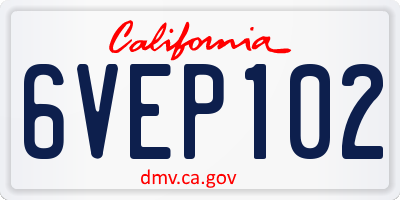 CA license plate 6VEP102
