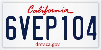 CA license plate 6VEP104