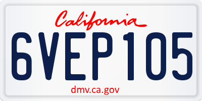 CA license plate 6VEP105