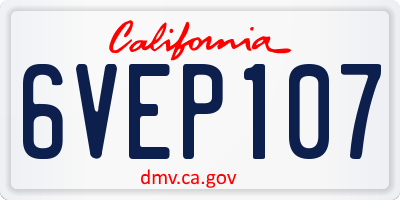CA license plate 6VEP107