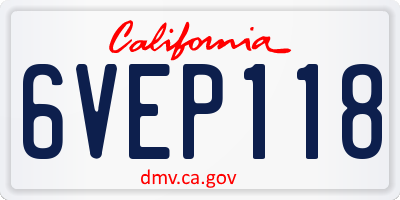 CA license plate 6VEP118