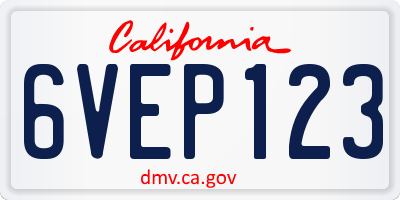 CA license plate 6VEP123