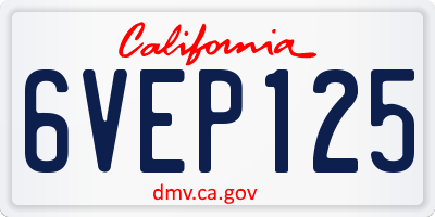 CA license plate 6VEP125