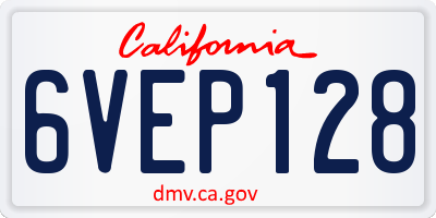 CA license plate 6VEP128
