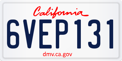 CA license plate 6VEP131