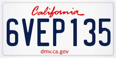 CA license plate 6VEP135