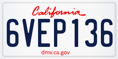 CA license plate 6VEP136