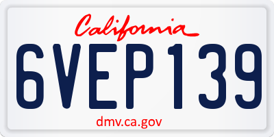 CA license plate 6VEP139