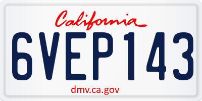 CA license plate 6VEP143