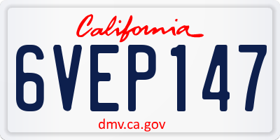 CA license plate 6VEP147