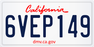 CA license plate 6VEP149