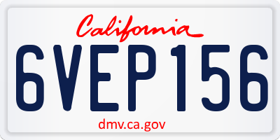 CA license plate 6VEP156